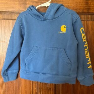 Carhartt Kids Hoodie in Blue with Yellow Logo